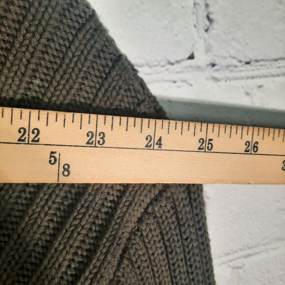 Zara Distressed Cropped Ribbed Knit Sweater Olive Green - Picture 7 of 9